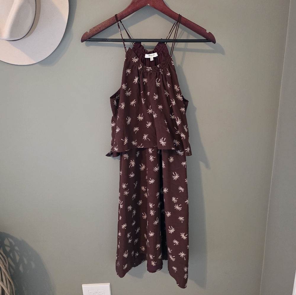 Madewell Burgundy Dream Drift Silk Palm Tree Dress Size 0 - Picture 2 of 13